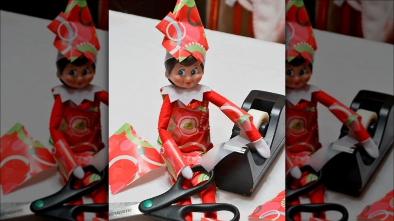 Elf in wrapping paper