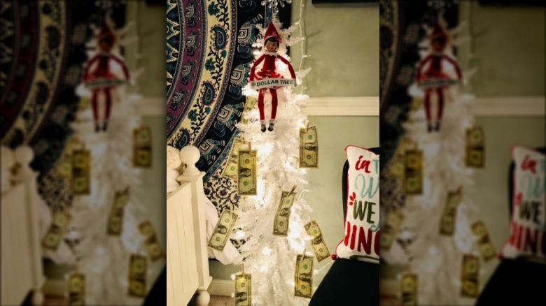 Elf and money on tree