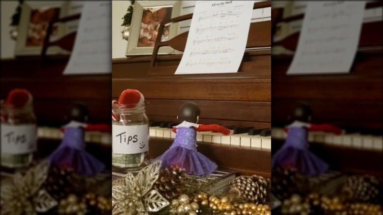 Elf on Shelf playing piano