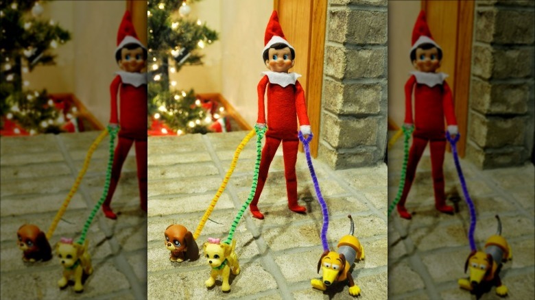 Elf walking toy dogs