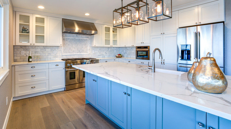 blue kitchen island