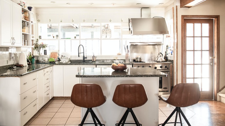 contrasting kitchen counters and cabinets