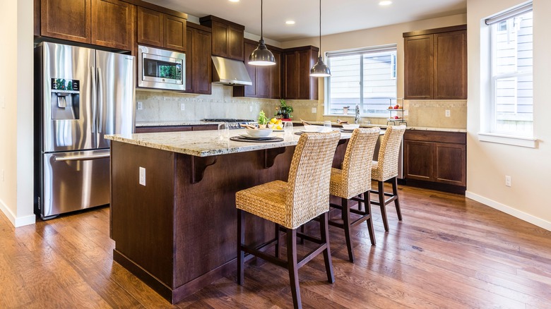 wood and granite kitchen