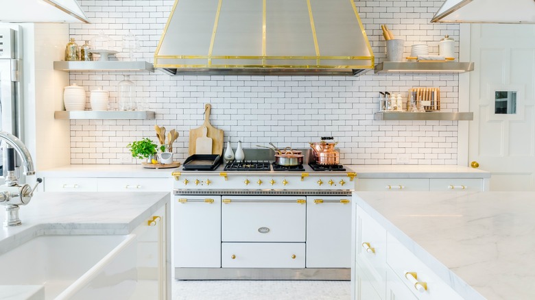 kitchen with gold accents