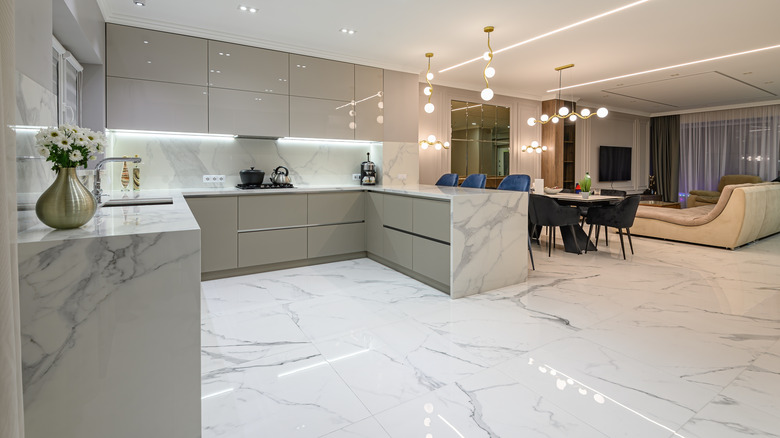 marble flooring and counters