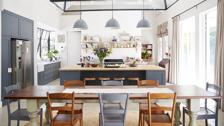 kitchen with mismatched chairs