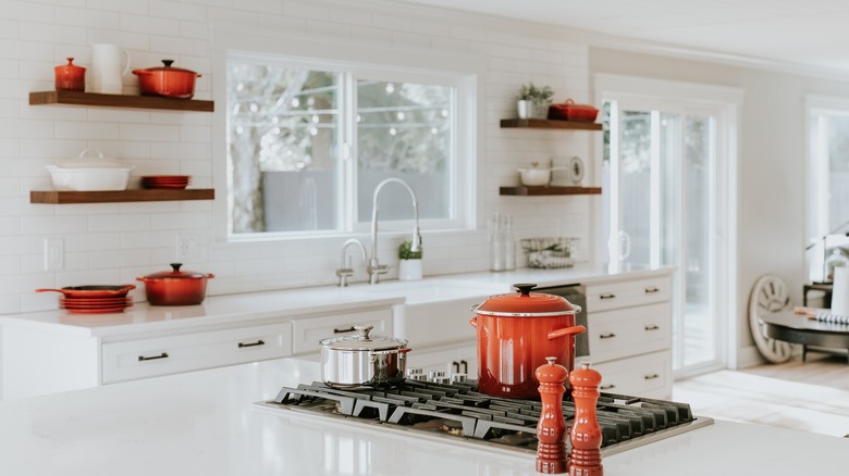 open shelving in kitchen