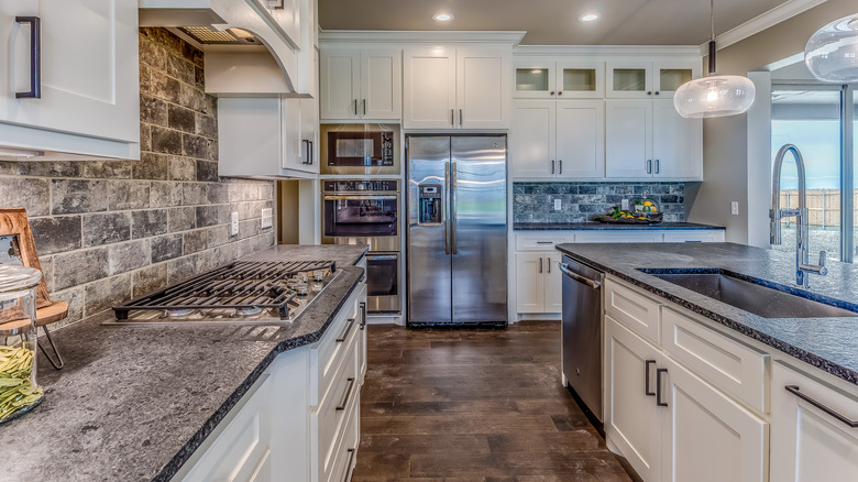 kitchen with stone counter