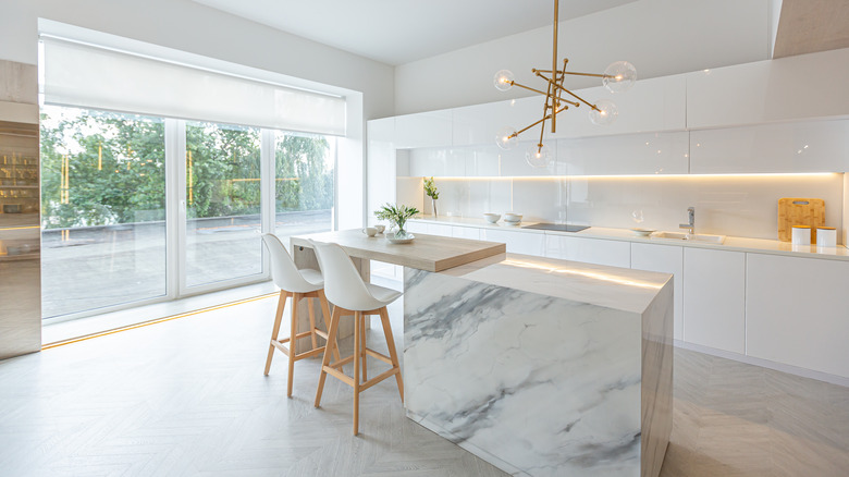 wood and marble kitchen island