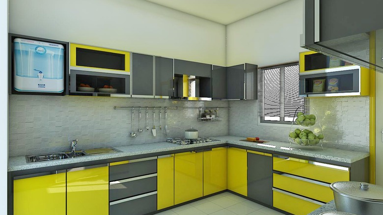 yellow and gray kitchen