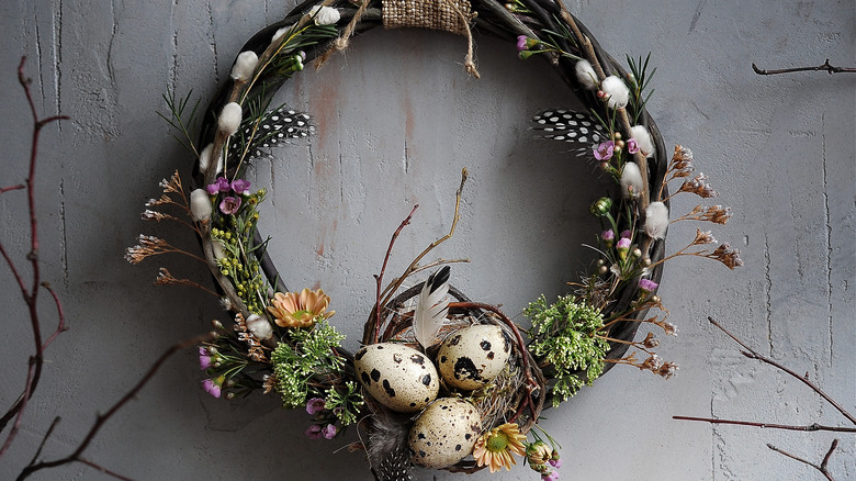 Wreath decorated with eggs