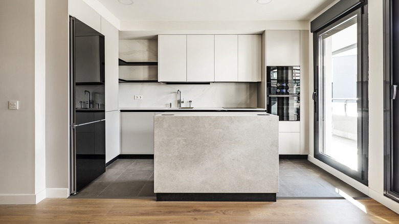 black and white kitchen