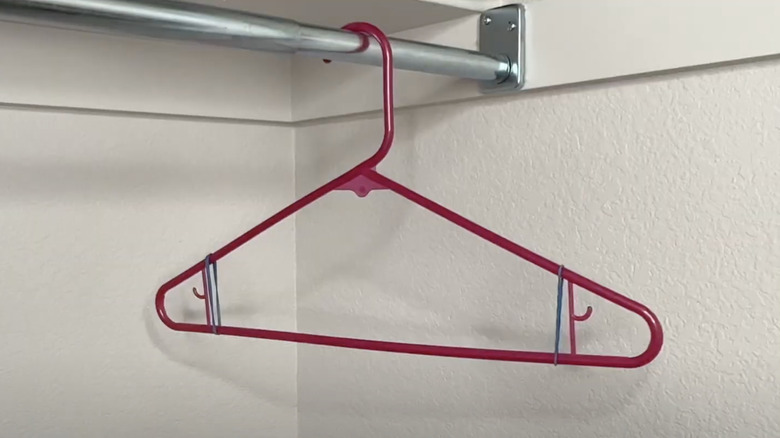 rubber bands looped onto hanger