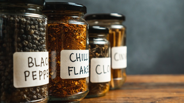 spices in glass jars