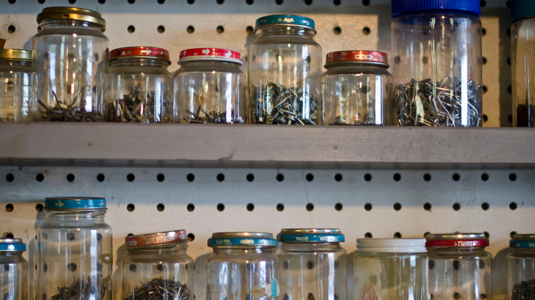 garage storage in jars