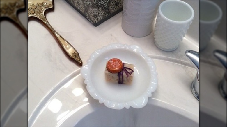 soap on ashtray in bathroom