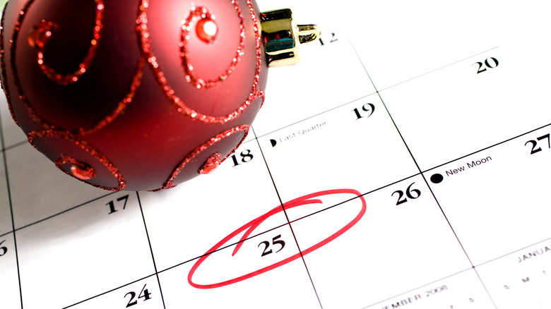 Christmas date circled on calendar