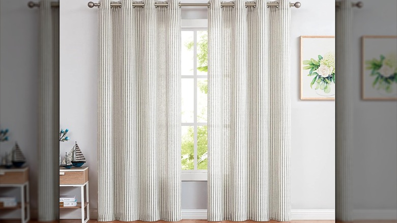 Living room curtains with vertical stripes