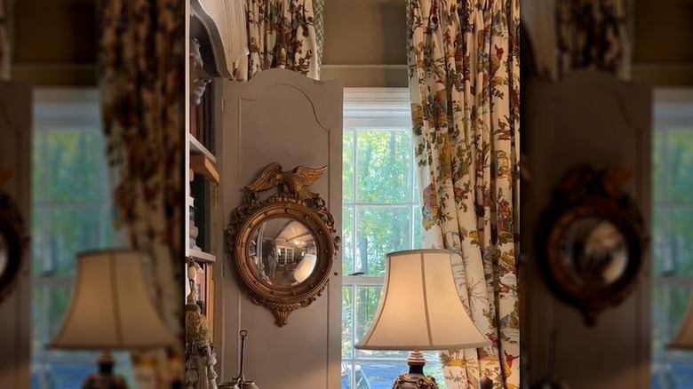 Vintage curtains in a traditional pattern in a living room