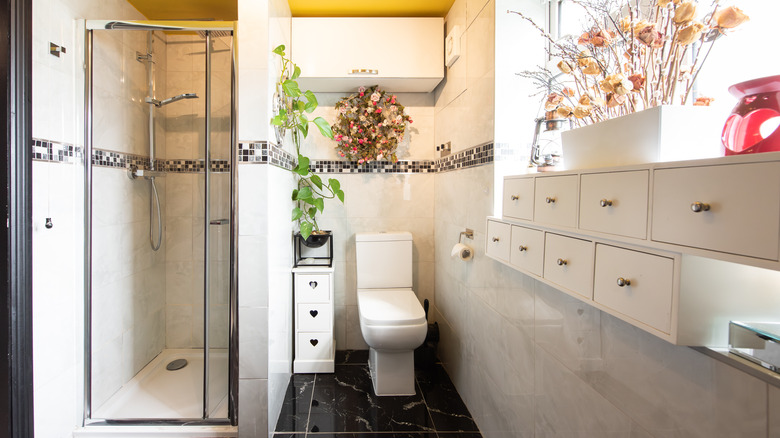 Bathroom with lots of storage cabinets