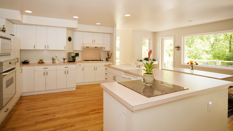 older kitchen with laminate countertops