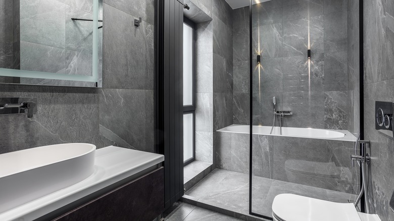 bathroom with granite tiles