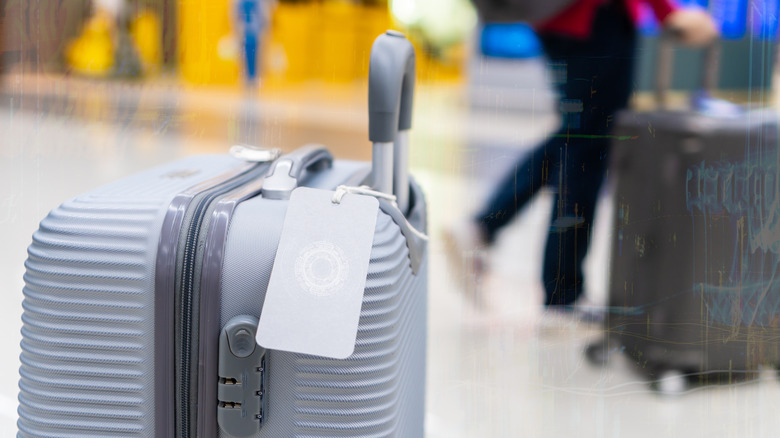 luggage tag on suitcase