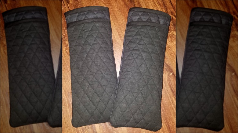 gray quilted curling iron covers