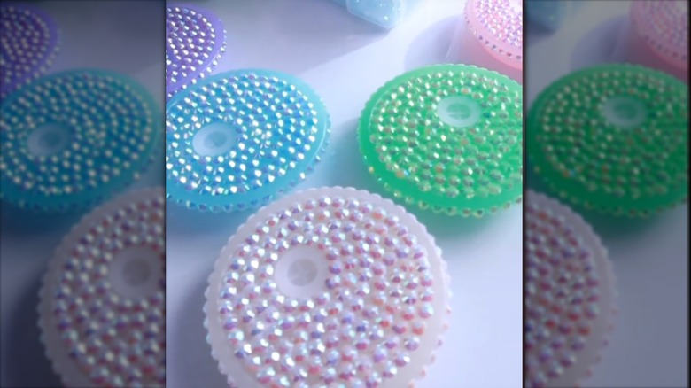 embellished sparkly plastic lids