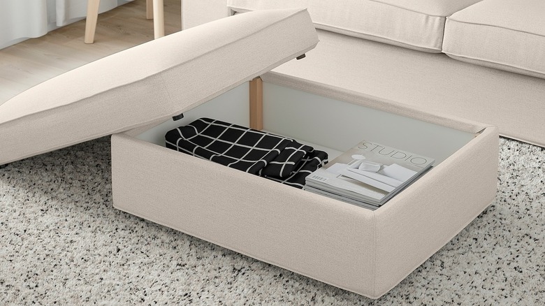 White ottoman with storage space