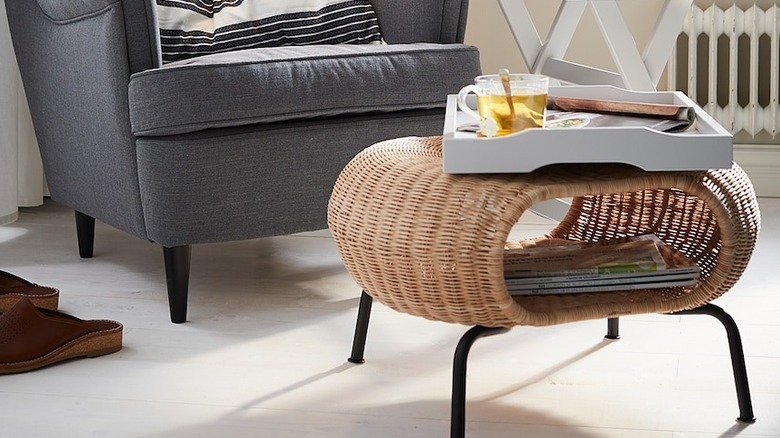 Quirky wicker ottoman 