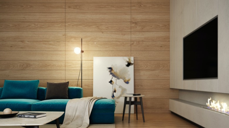 Flat wood paneled walls