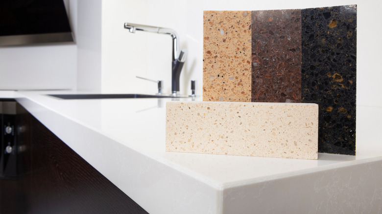 White countertop top with beveled edges