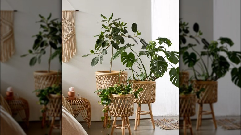 Urban Outfitters Rattan Standing Planter