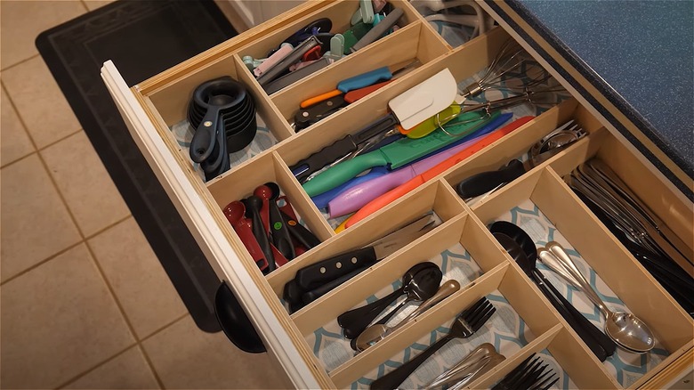 drawer with wooden dividers