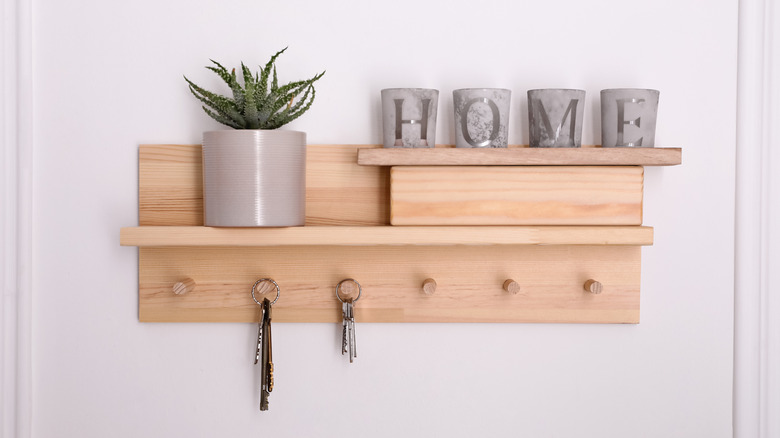 wooden hallway wall-mounted organizer