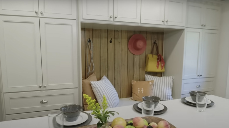 wooden nook in kitchen 