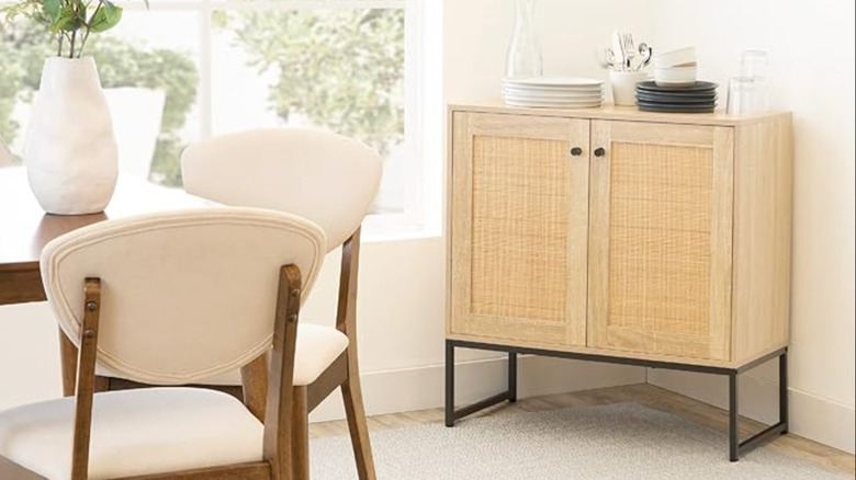 light wood rattan sideboard cabinet