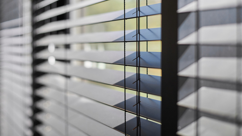 opened wooden window blinds