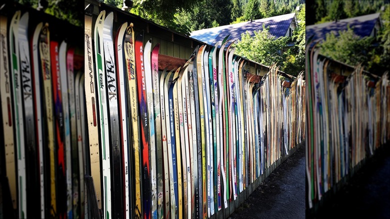 colorful repurposed ski fence