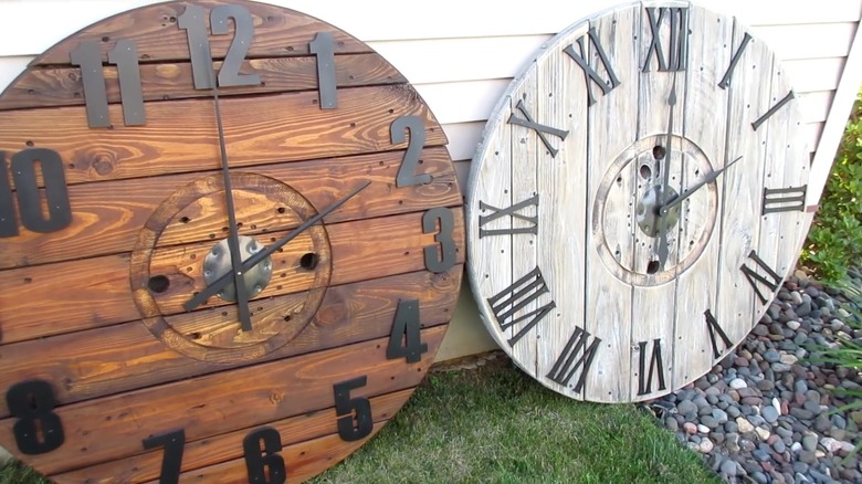 large wooden clocks