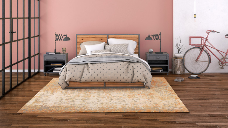 bedroom with light pink walls