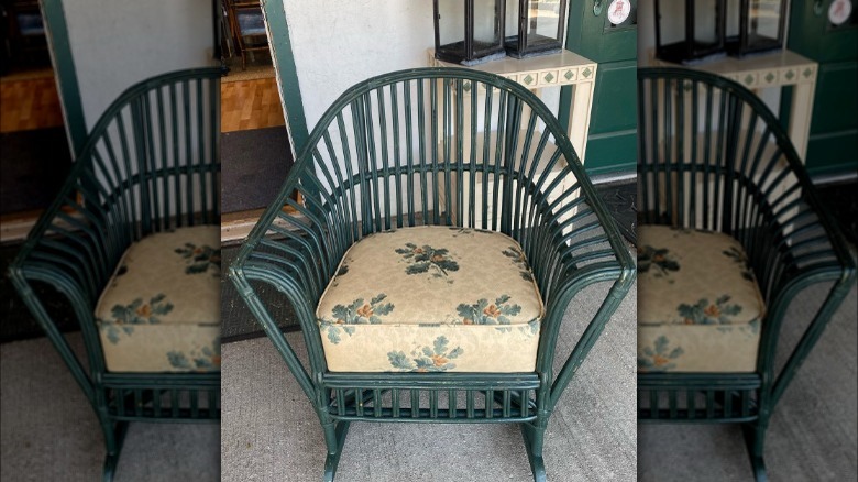 Rattan chair painted green