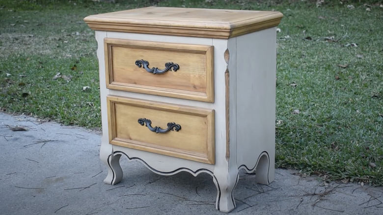 oak stained and white dresser