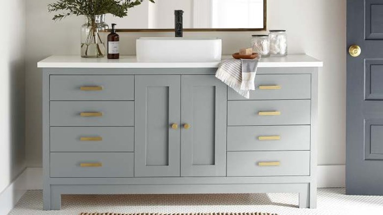 painted bathroom cabinets in grey