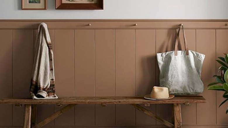 Brown paneling in entryway