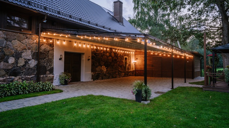 string lights around patio overhang