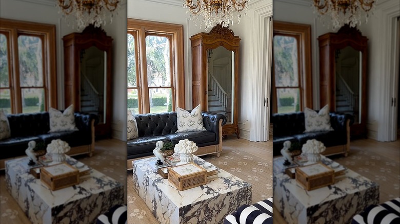 Living room with modern and antique decor