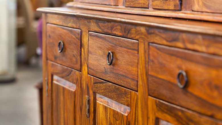 Close up of a solid wood piece of furniture