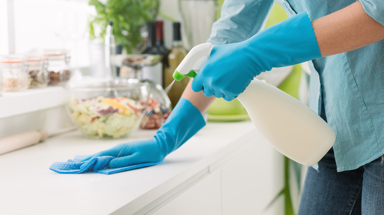 Disinfecting kitchen counters